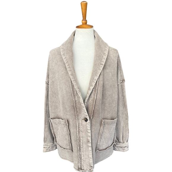 NWT Forever 21 100% Cotton Cozy Oversized Distressed Shacket Size Medium - Picture 1 of 8